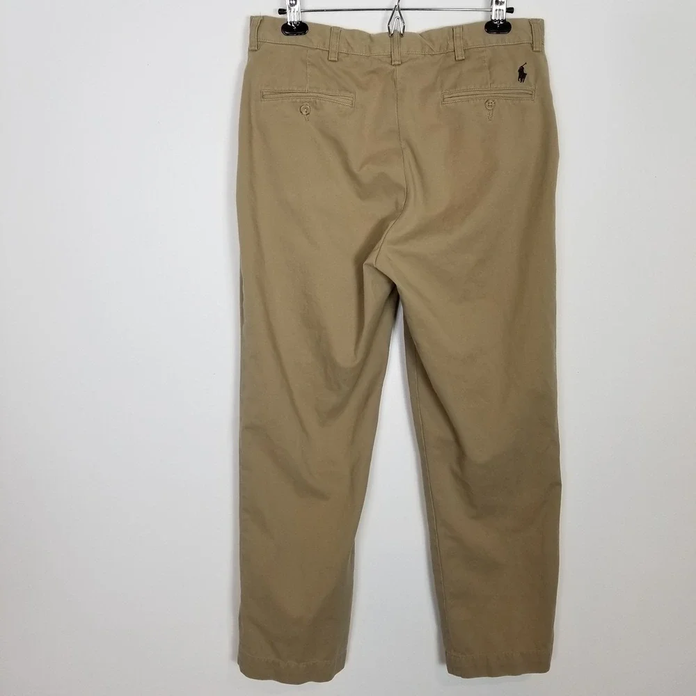 VTG Polo Ralph Lauren Men Cotton Chino Pants Sz 34‎ x 30 Khaki Classic Preppy - Picture 3 of 6